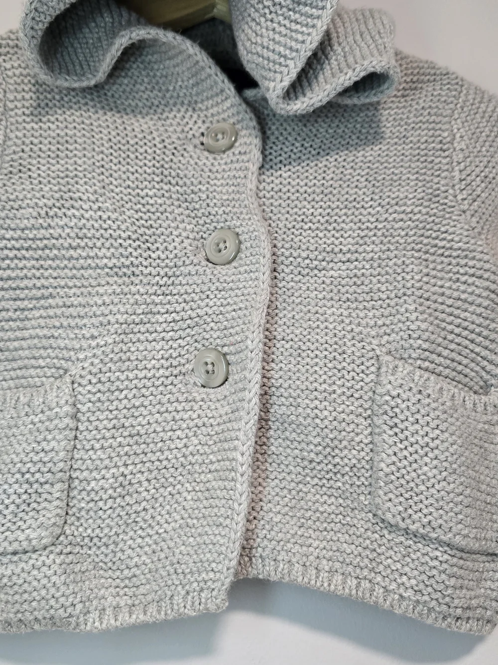 GAP Light Gray Baby Hooded Knit Cardigan with Bear Ears